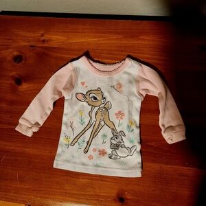 Disney 9m Bambi Kids Pajama Top - Pink and White